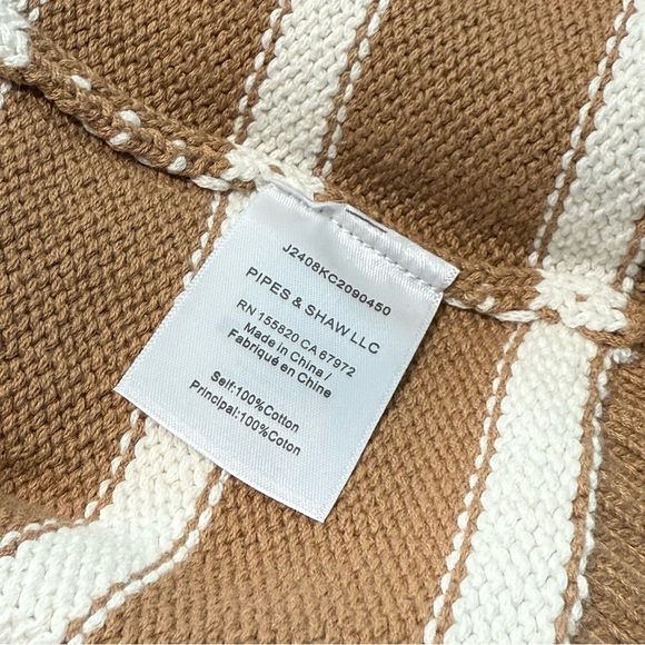 NWT Veronica Beard Jovie Pullover Sweater Women M Striped Cotton Khaki Ivory - Picture 11 of 16